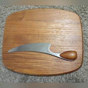 Vintage Dansk Teak Wood Cutting Board And Knife